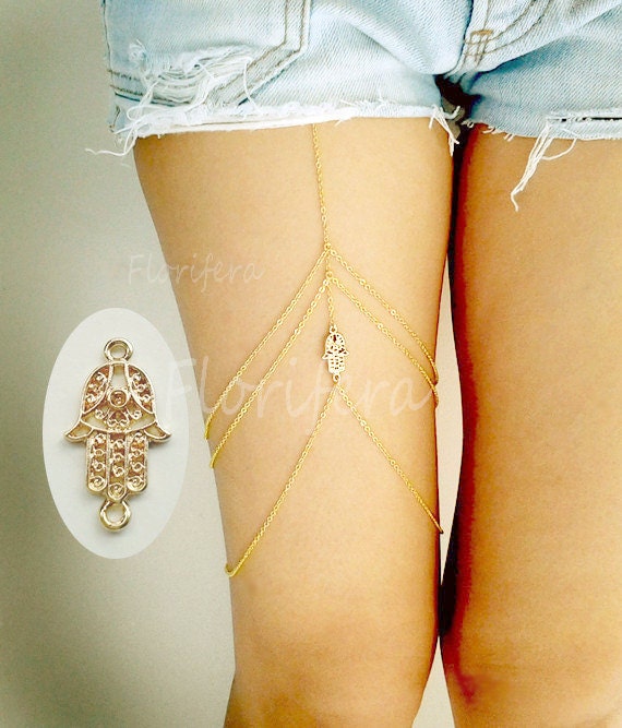 Items similar to Hamsa hand leg chain leg harness body chain body
