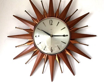 Rare 1960s Iconic Metamec Modernist sunburst starburst wall clock