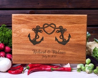 Personalized Cutting Board Nautical Anchor cutting board Wedding gift Housewarming Anniversary Gift for Couple Customized Chopping Board