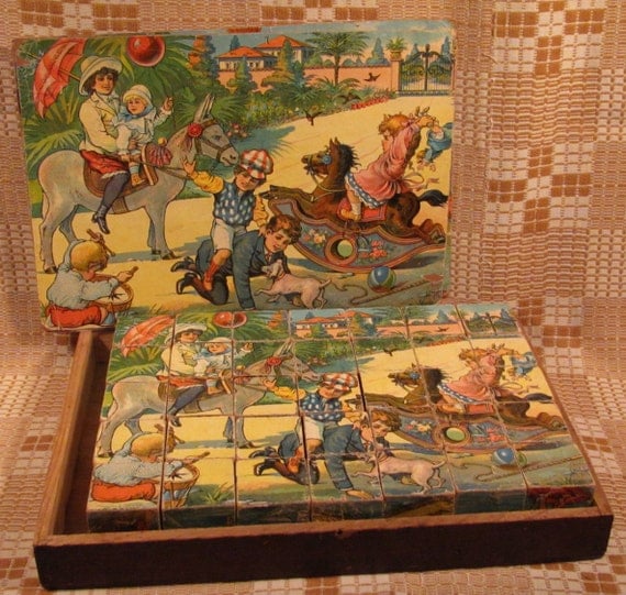 Antique Toy Wood Block Puzzle