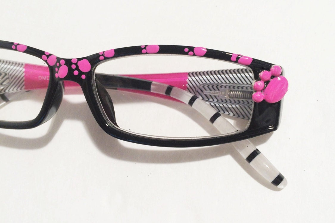 Reading glasses Pink Paw Print Dog Cat Animal lover Pink