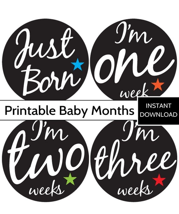 Printable Baby Month Stickers Month by Month by JoyandChaos