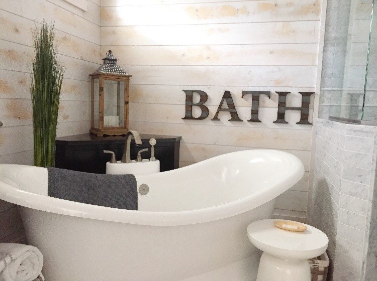 Rustic Bathroom Decor Wall Letters BATH Bathroom Wall