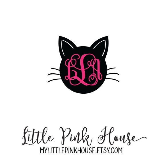 cat monogram SVG cat svg black cat svg black cat kitty