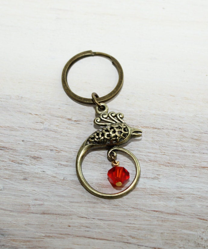 Phoenix Key chain Durable Antique Gold Color by SkyMetalDesigns