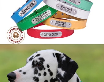 Dog Gift, Personalized Dog Collar, Custom collars, Engraved collar, Leather dog collar with name plate, Girl dog collar, Small Medium Large