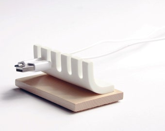 Cable Organizer, Maple Desk Cord Holder, Cable Tidy, Cable Management, USB Cable, Wood Desk Organizer, Maple, Corian, Solid Surface, Cord