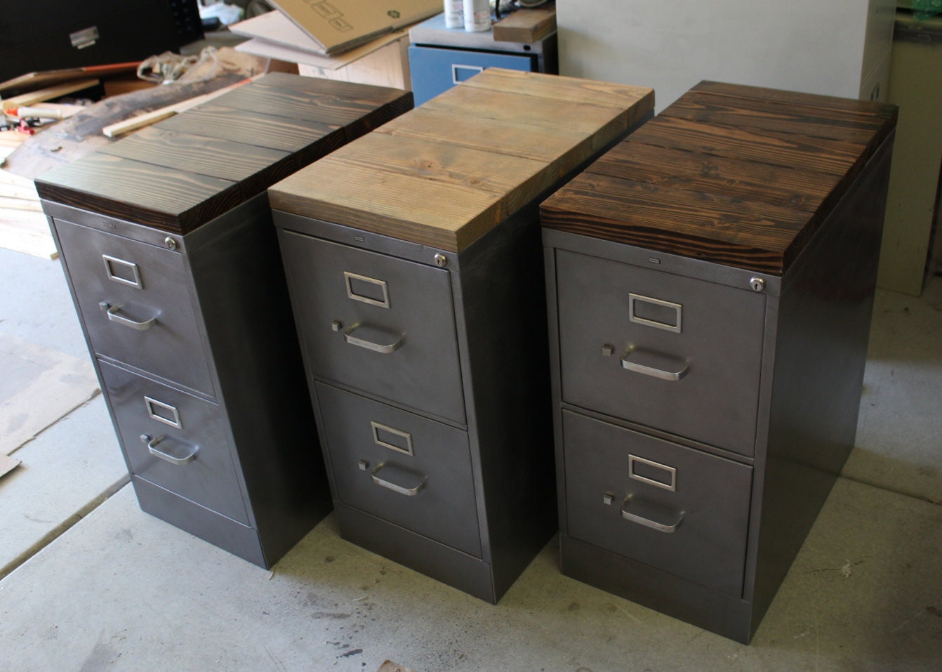 Refinished 2 drawer Metal Filing w/ by TheRusticForest