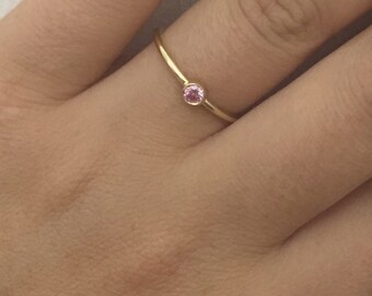 Personalized Gold ring, Birthstone gold ring, Custom Stacking personalized Gold Ring, Dainty birthstone Ring, Simple stacking ring