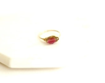 Watermelon Tourmaline Ring, Stacking Ring watermelon tourmaline slice ring For her VitrineDesigns