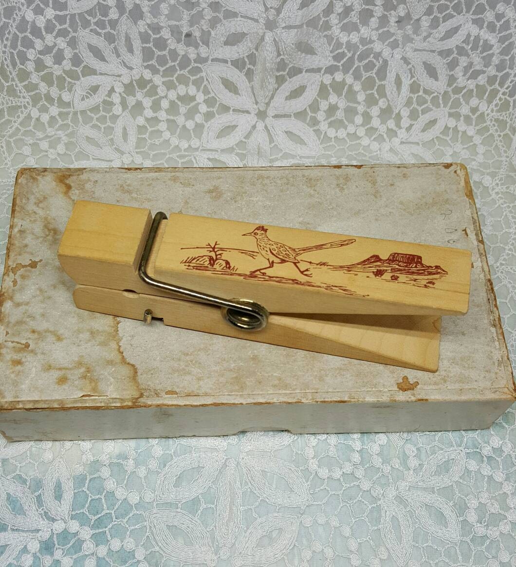 Vintage Clothes Pin Large Wooden Road Runner Southwest