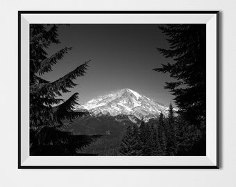 Mt Rainier 5x5 Print Mountain Art Giclee Print