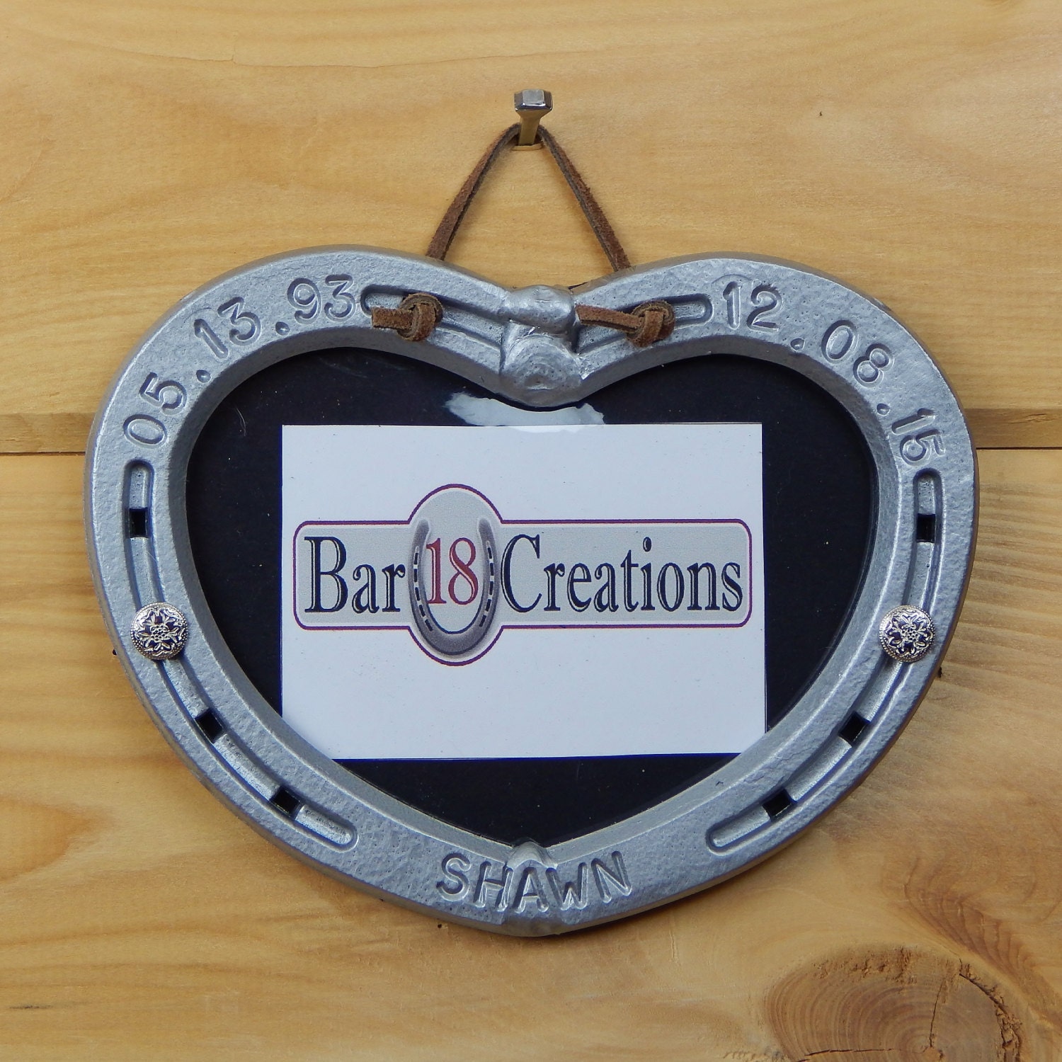 Hanging Horseshoe Heart Picture Frame Personalized 6th or