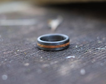 Whiskey Barrel Ring with Carbon Fiber