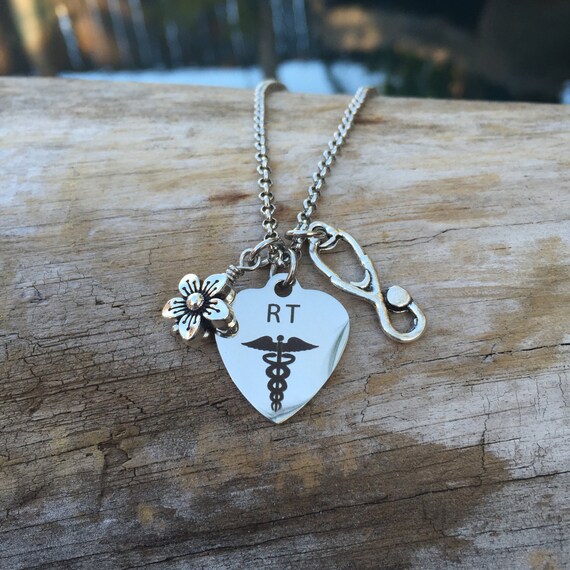 Respiratory Therapist Stainless Steel Charm Necklace RT