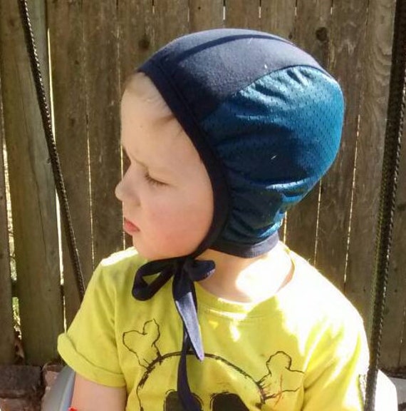 Custom Navy Blue with Navy Mesh Hearing Aid Cap for those with