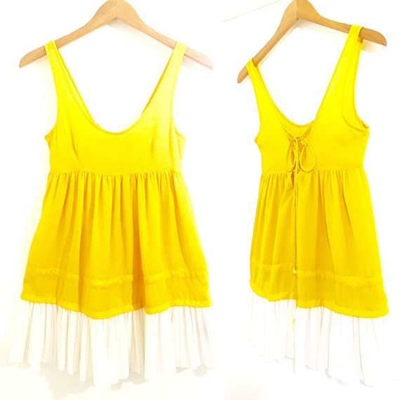 Items similar to Vintage Yellow Ruffle Sundress on Etsy