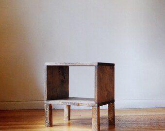 Square Wood Nightstand, Side Table, End Table Storage- Walnut