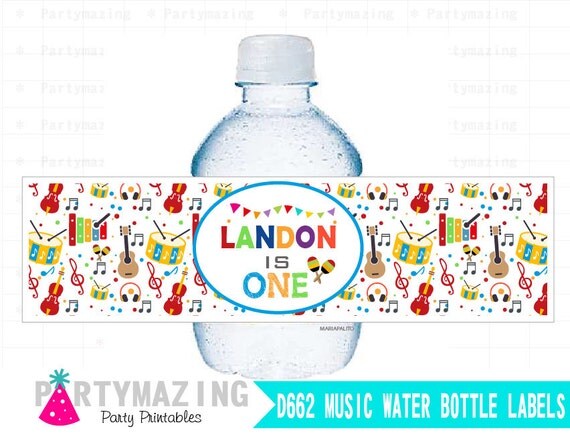 Music Water Bottle Labels Personalized Water Bottle Labels
