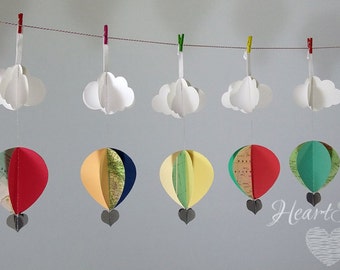6 Hot Air Balloon Decorations-oh the places you will go-decorations- graduation party-baby shower decorations