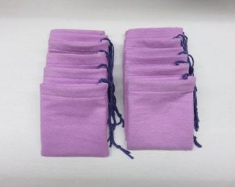Set of 12, Light Purple Flannel Cotton Hoo Doo, Mojo Bags, Jewelry Pouches, Handmade