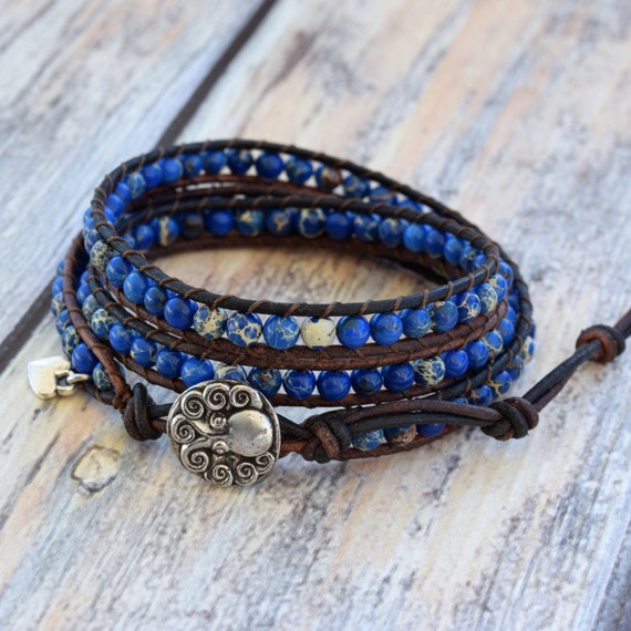 Royal Blue Wrap Bracelet Wrap Bracelet Beaded Wrap Bracelet