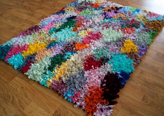 Items similar to Proddy Rag Rug Rainbow Multi Color Shaggy Rug 40 x 31 ...