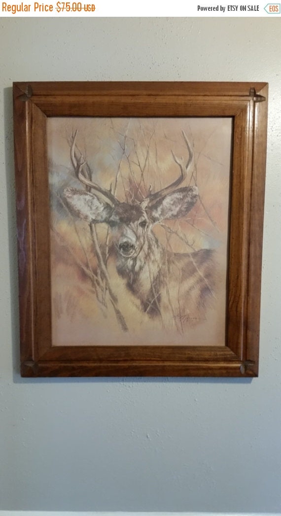 Spring Sale The Silent Buck Homco Framed by ShellysSelectSalvage