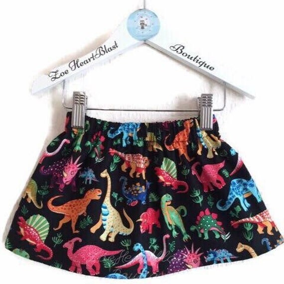 Girls Dinosaur Skirt Multicoloured Rainbow Dino by ZoeHeartblast