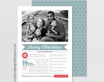 Year in Review Infographic Card, Christmas Card, Holiday Card, New Year's Card, Photo Card, Digital Design, Holiday Card #4