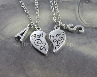 Best Friends Initial Necklace,Best Friend Necklace - 2 piece Necklace , Best Friends Gift, Friendship Gift, Best Friends Jewelry