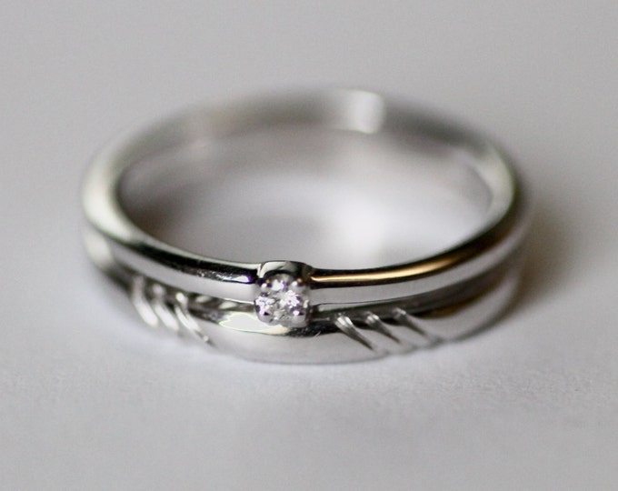Diamond Wedding Band - Gold Diamond Wedding Band - Thin Gold Band - 14K Solid Gold - engagement ring