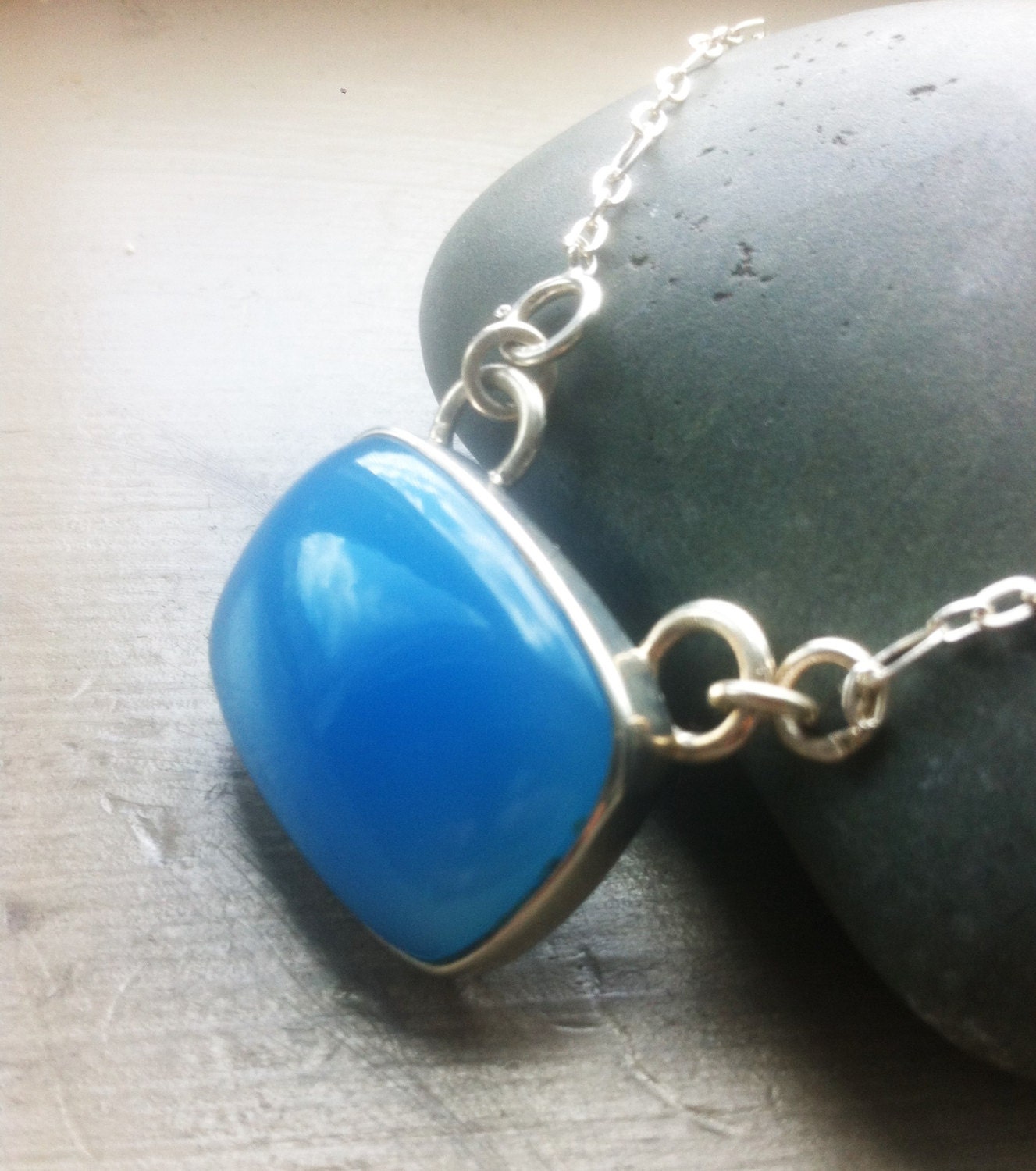 Blue Chalcedony Pendant Blue Chalcedony Statement Necklace