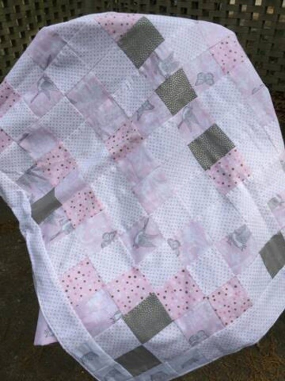 Pink Baby Quilt by JeannieKatDesigns on Etsy