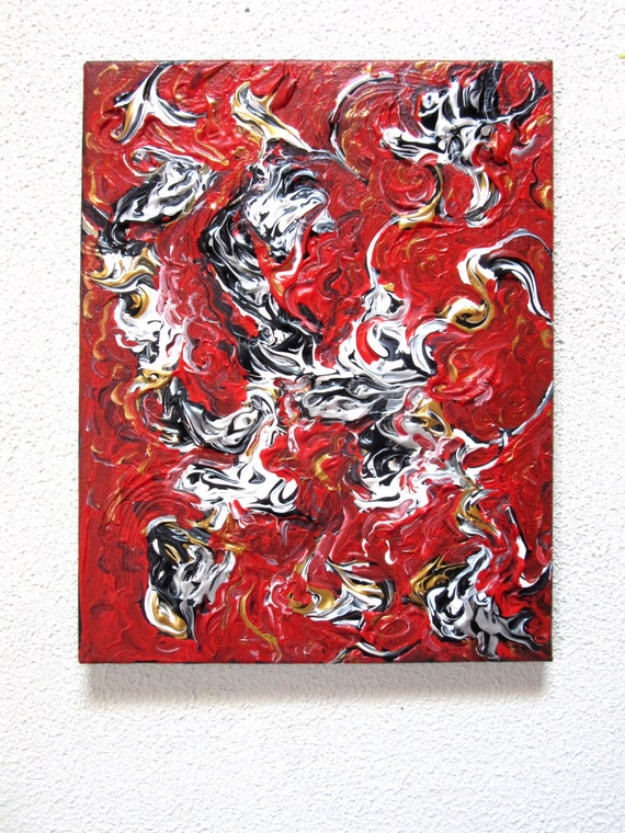 Red Abstract Painting Red Acrylic Painting 11 x by ShiningEyeArts
