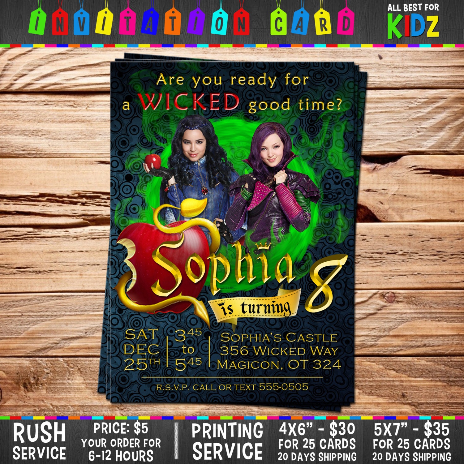 Disney Descendants Invitation card Birthday by AllBestForKidz