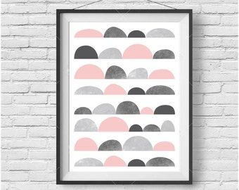 Abstract Art, Pastel Print, Watercolor Poster, Blush & Gray Art, Geometric Print, Scandinavian Art, Blush Decor, Digital Art, Printable Art
