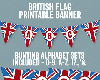 Printable British Bunting Banner Alphabet Theme Party Decor Union Jack Abc Printable British Bunting Banner Alphabet Theme Party Decor Union Jack Abc