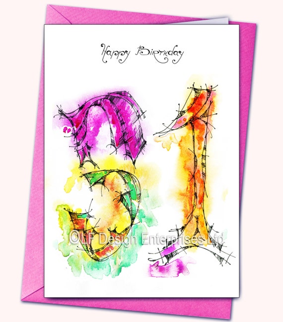51st Birthday Greeting card Personalised cards by LubaFenwickGifts