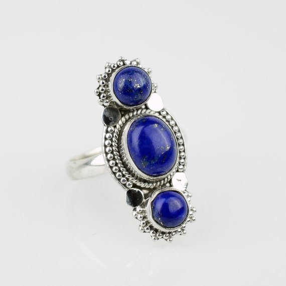 Triple Lapis Lazuli Ring Sz 8 Jewelry Silver by StunnerCollective