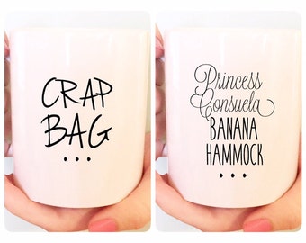 15 oz. BFF Mug, Boyfriend Mug , Phoebe, Crap Bag, Princess Consuela Banana Hammock, Best Friend Mug, Friends Quote, Funny Mug, Coffee Mug