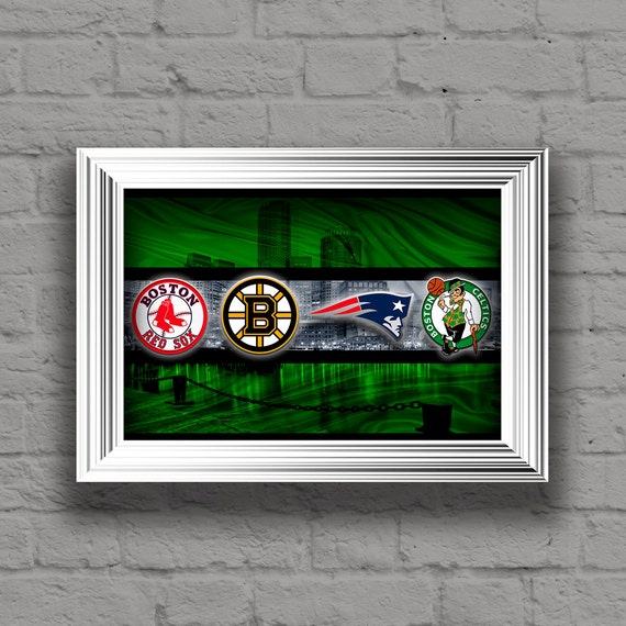 Boston Sports Art Boston Sports Teams In Front of by McQDesign