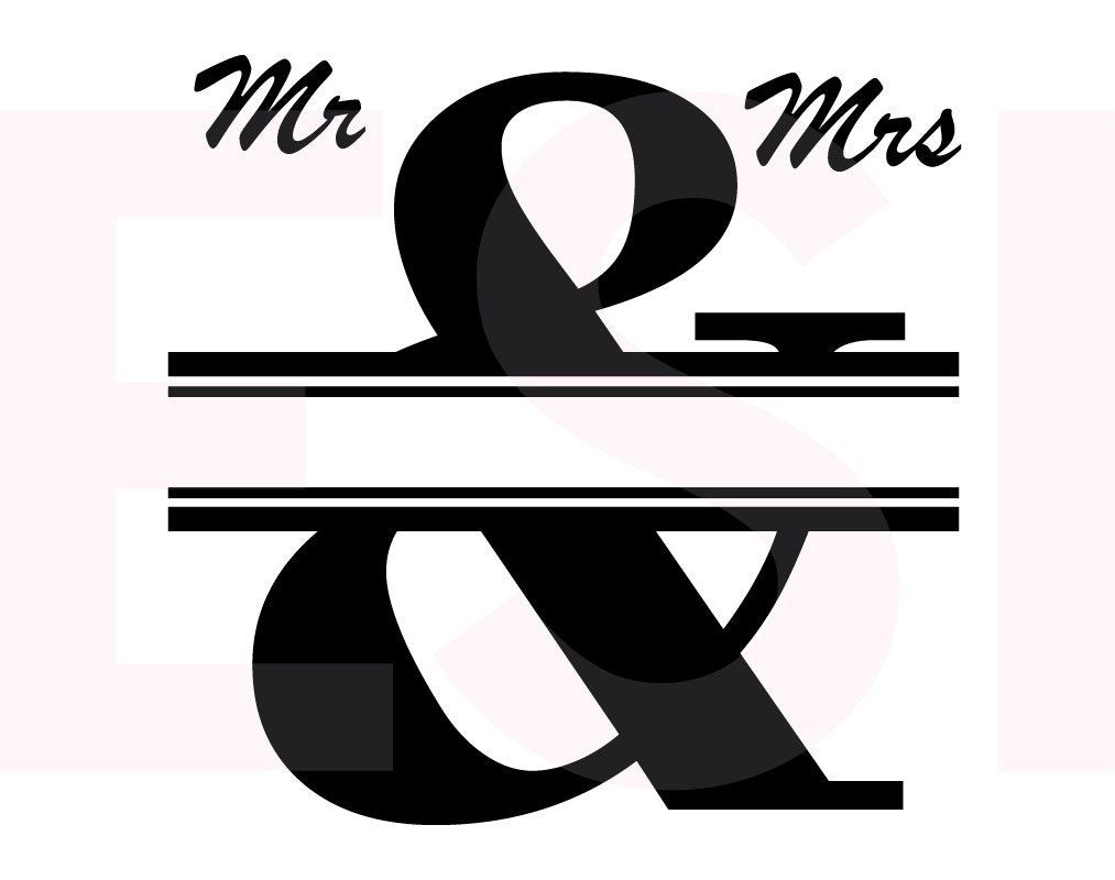 Mr and Mrs Split monogram design SVG & DXF use with