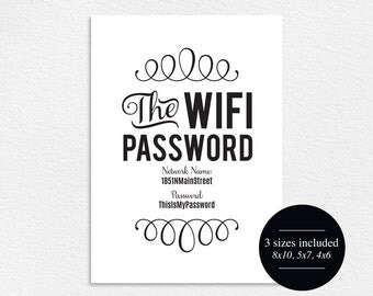 WIFI Password Sign, Wifi password printable, internet sign, Be our Guest Sign, Guest Wifi, Guest Room Sign, PDF Instant Download #BPB112