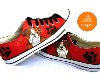 Bulldog Shoes, Sneakers, Hand Painted sneakers, dog shoes, Hand Painted, canvas shoes, trainers, hand painted shoes, low tops, dogs, custom