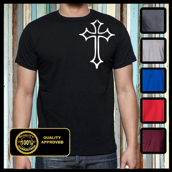 Mens Christian t shirt Religious Jesus Christ Cross Christian