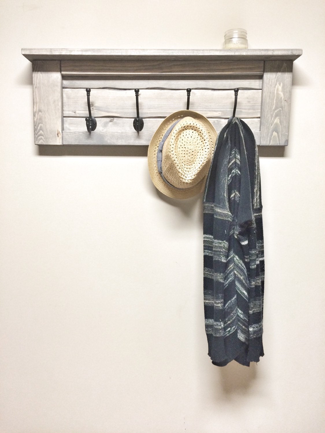 Rustic Wooden Entryway Grey Coat Rack Rustic Wooden Shelf