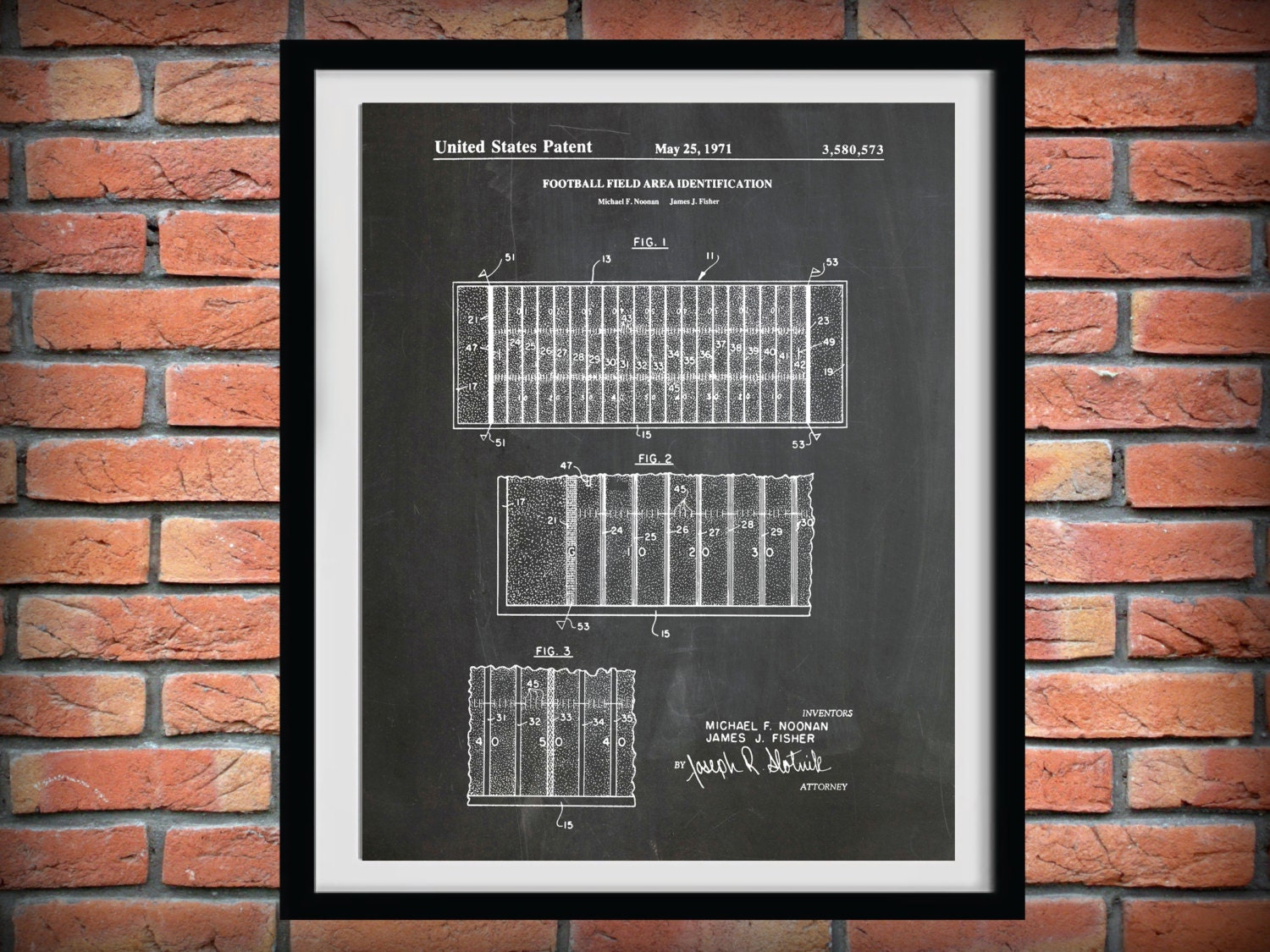 Nfl Wall Art patent 1971 football field layout- art print poster - sports wall Nfl Wall Art patent 1971 football field layout- art print poster - sports wall