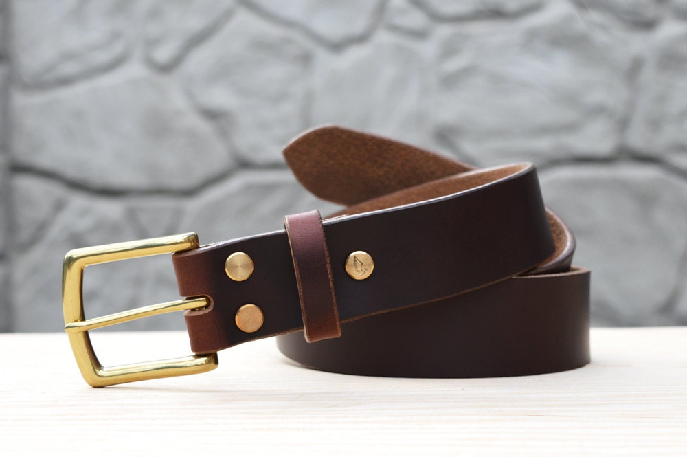 Burgundy Horween Chromexcel leather belt 1.5 width