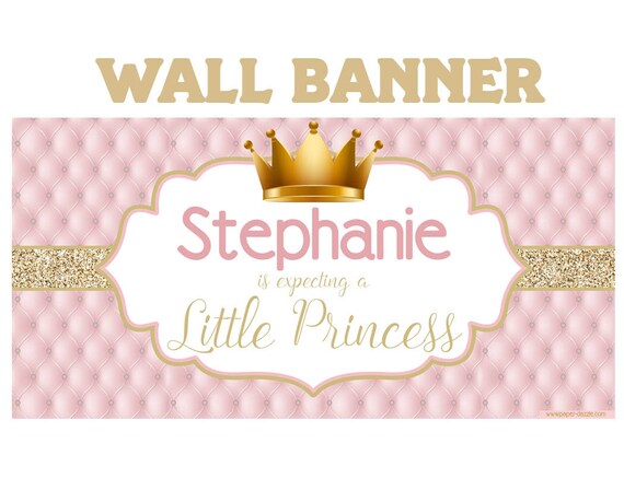 Little Princess Baby Shower Personalized Banner Royal Baby